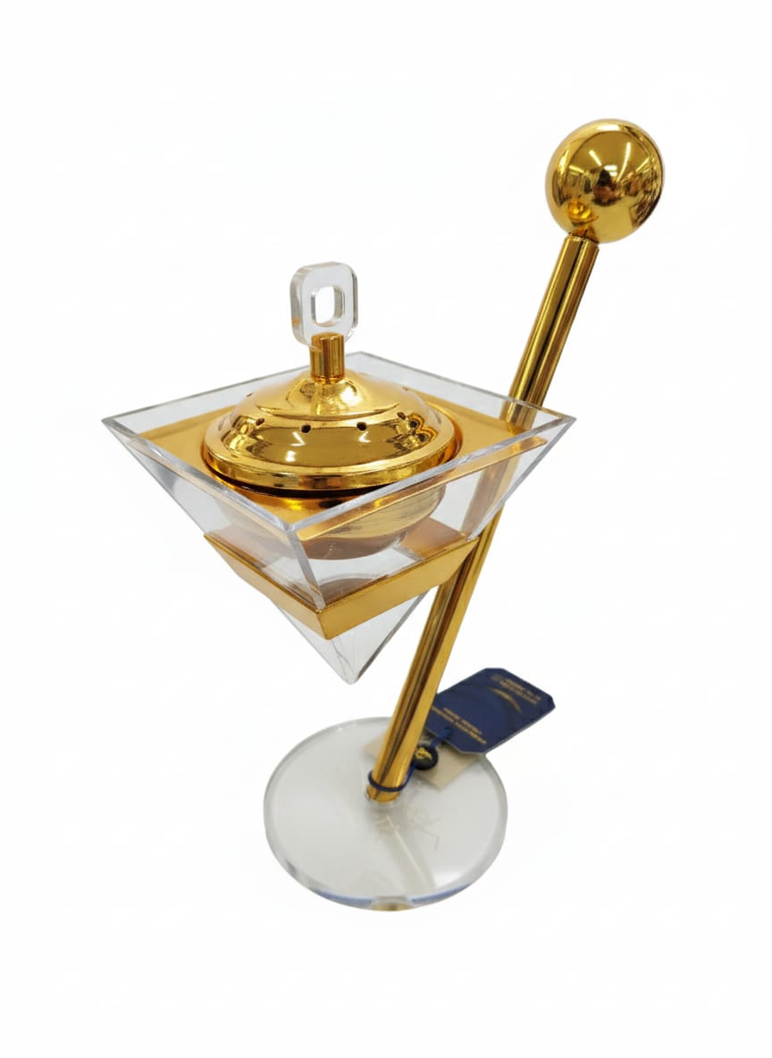 AKDC Luxury Glass Incense Burner with Gold Metal Holder – Elegant Aroma Diffuser for Home, Office, or Meditation Use – Premium Decorative Piece 28x14 cm - Al Kabayel Discount CentreAKDC Luxury Glass Incense Burner with Gold Metal Holder – Elegant Aroma Diffuser for Home, Office, or Meditation Use – Premium Decorative Piece 28x14 cmCrystal Incense BurnerAKDCAl Kabayel Discount Centre