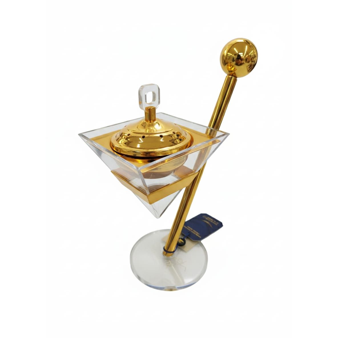 AKDC Luxury Glass Incense Burner with Gold Metal Holder – Elegant Aroma Diffuser for Home, Office, or Meditation Use – Premium Decorative Piece 28x14 cm - Al Kabayel Discount CentreAKDC Luxury Glass Incense Burner with Gold Metal Holder – Elegant Aroma Diffuser for Home, Office, or Meditation Use – Premium Decorative Piece 28x14 cmCrystal Incense BurnerAKDCAl Kabayel Discount Centre