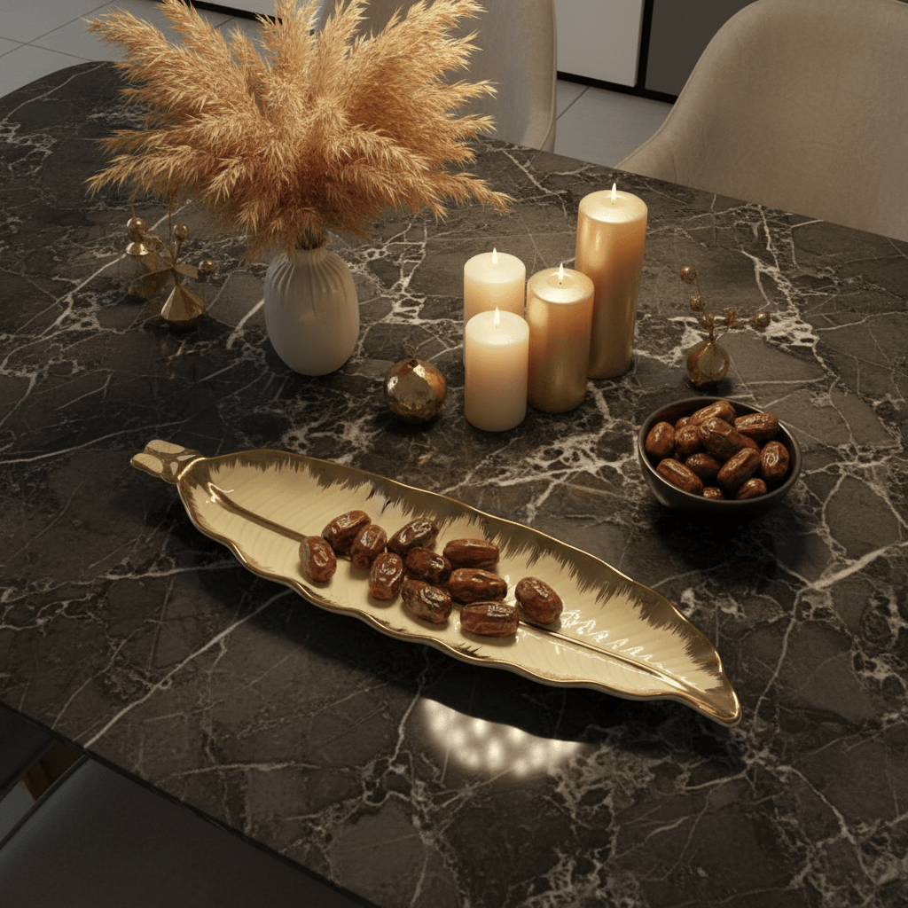 AKDC Luxury Gold & Cream Ceramic Leaf Serving Plate 40×10 cm Decorative Dining & Table Display Platter - Al Kabayel Discount CentreAKDC Luxury Gold & Cream Ceramic Leaf Serving Plate 40×10 cm Decorative Dining & Table Display PlatterServing TraysAKDCAl Kabayel Discount Centre