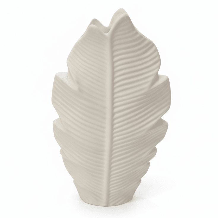 AKDC Luxury Leaf - Inspired Ceramic Flower Vase – Elegant White Decorative Vase with Artistic Leaf Shape Design, 30 cm - Al Kabayel Discount CentreAKDC Luxury Leaf - Inspired Ceramic Flower Vase – Elegant White Decorative Vase with Artistic Leaf Shape Design, 30 cmFlower/Plant PotsAKDCAl Kabayel Discount Centre