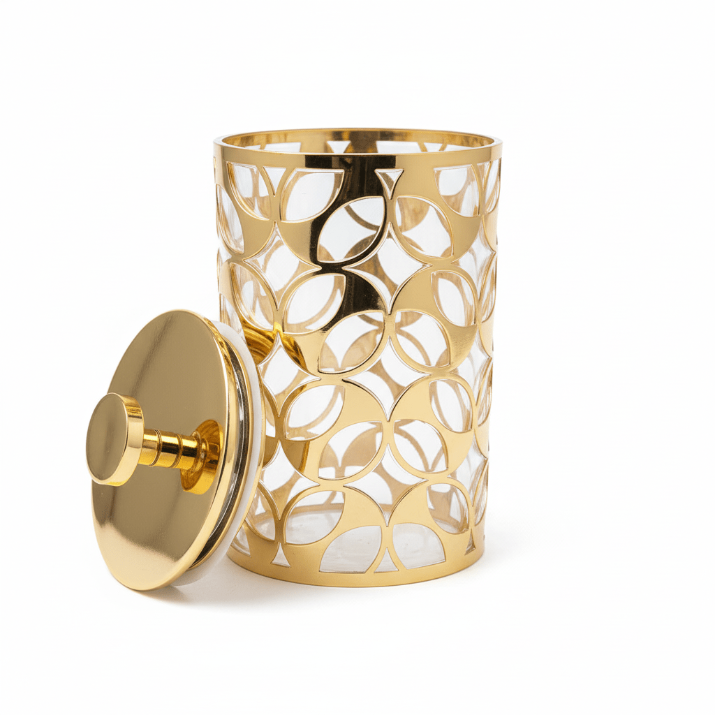 AKDC Luxury Round Airtight Acrylic Storage Canister with Transparent Body & Elegant Golden Design Lid – Kitchen Storage Jar, 800 ml - Al Kabayel Discount CentreAKDC Luxury Round Airtight Acrylic Storage Canister with Transparent Body & Elegant Golden Design Lid – Kitchen Storage Jar, 800 mlJars & Food SaversAKDCAl Kabayel Discount Centre