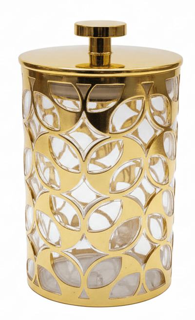 AKDC Luxury Round Airtight Acrylic Storage Canister with Transparent Body & Elegant Golden Design Lid – Kitchen Storage Jar, 800 ml - Al Kabayel Discount CentreAKDC Luxury Round Airtight Acrylic Storage Canister with Transparent Body & Elegant Golden Design Lid – Kitchen Storage Jar, 800 mlJars & Food SaversAKDCAl Kabayel Discount Centre
