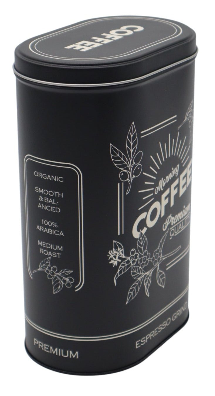 AKDC Medium Oval Black Metal Coffee Powder Canister with Coffee Logo – Sleek and Sturdy Storage for Everyday Use, 20×13×8.5 cm - Al Kabayel Discount CentreAKDC Medium Oval Black Metal Coffee Powder Canister with Coffee Logo – Sleek and Sturdy Storage for Everyday Use, 20×13×8.5 cmJars & Food SaversAKDCAl Kabayel Discount Centre