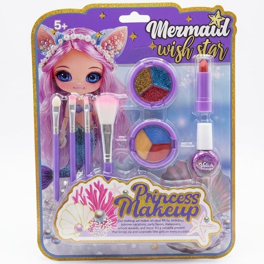 AKDC Mermaid Princess Kids Makeup Set – Glitter Eyeshadow, Lipstick & Nail Polish (Ages 5+) - Al Kabayel Discount CentreAKDC Mermaid Princess Kids Makeup Set – Glitter Eyeshadow, Lipstick & Nail Polish (Ages 5+)ToysAKDCAl Kabayel Discount Centre