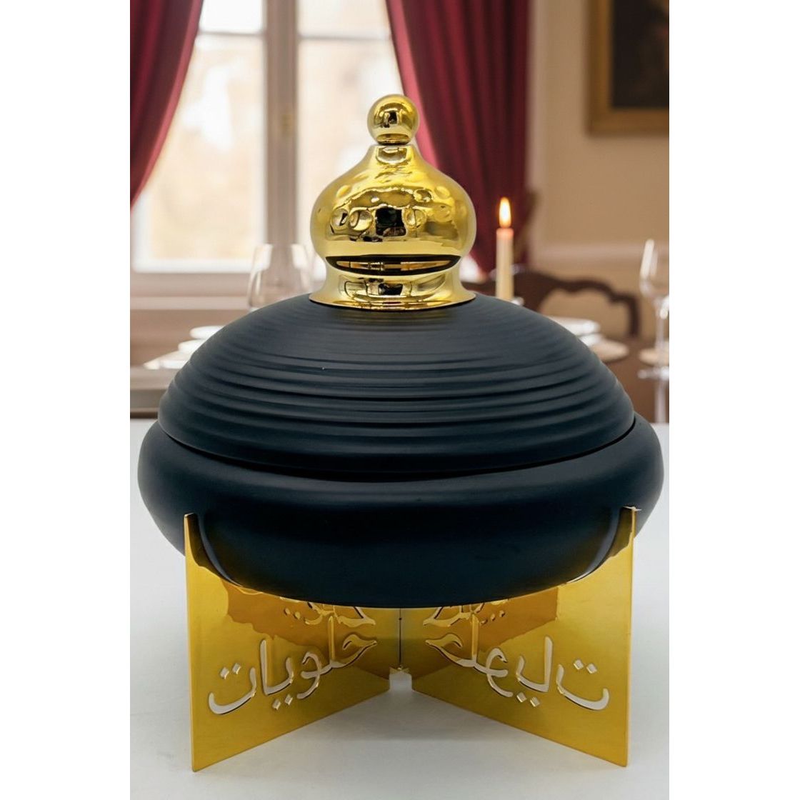AKDC Metal Candy Bowl with Lid and Stand 20cm*24cm, Black/Gold - Al Kabayel Discount CentreAKDC Metal Candy Bowl with Lid and Stand 20cm*24cm, Black/GoldCandy ServersAKDCAl Kabayel Discount Centre