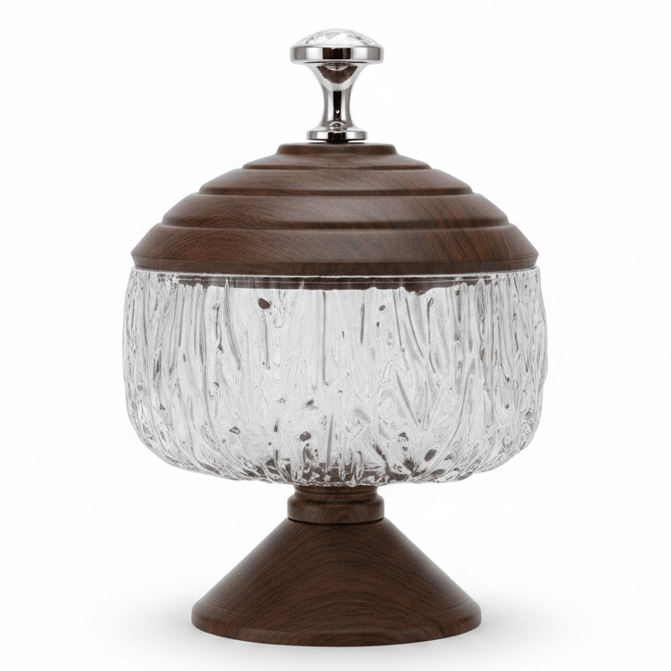 AKDC Metal Footed Acrylic Elegant Candy Jar with Brown Lid Decorative Serving and Storage Container 15 × 13 cm - Al Kabayel Discount CentreAKDC Metal Footed Acrylic Elegant Candy Jar with Brown Lid Decorative Serving and Storage Container 15 × 13 cmJars & Food SaversAKDCAl Kabayel Discount Centre