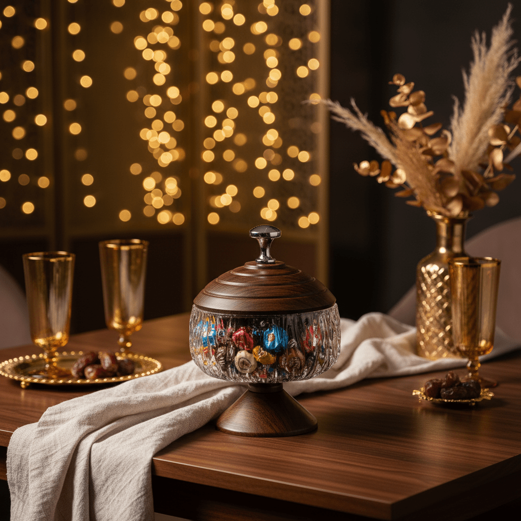 AKDC Metal Footed Acrylic Elegant Candy Jar with Brown Lid Decorative Serving and Storage Container 15 × 13 cm - Al Kabayel Discount CentreAKDC Metal Footed Acrylic Elegant Candy Jar with Brown Lid Decorative Serving and Storage Container 15 × 13 cmJars & Food SaversAKDCAl Kabayel Discount Centre