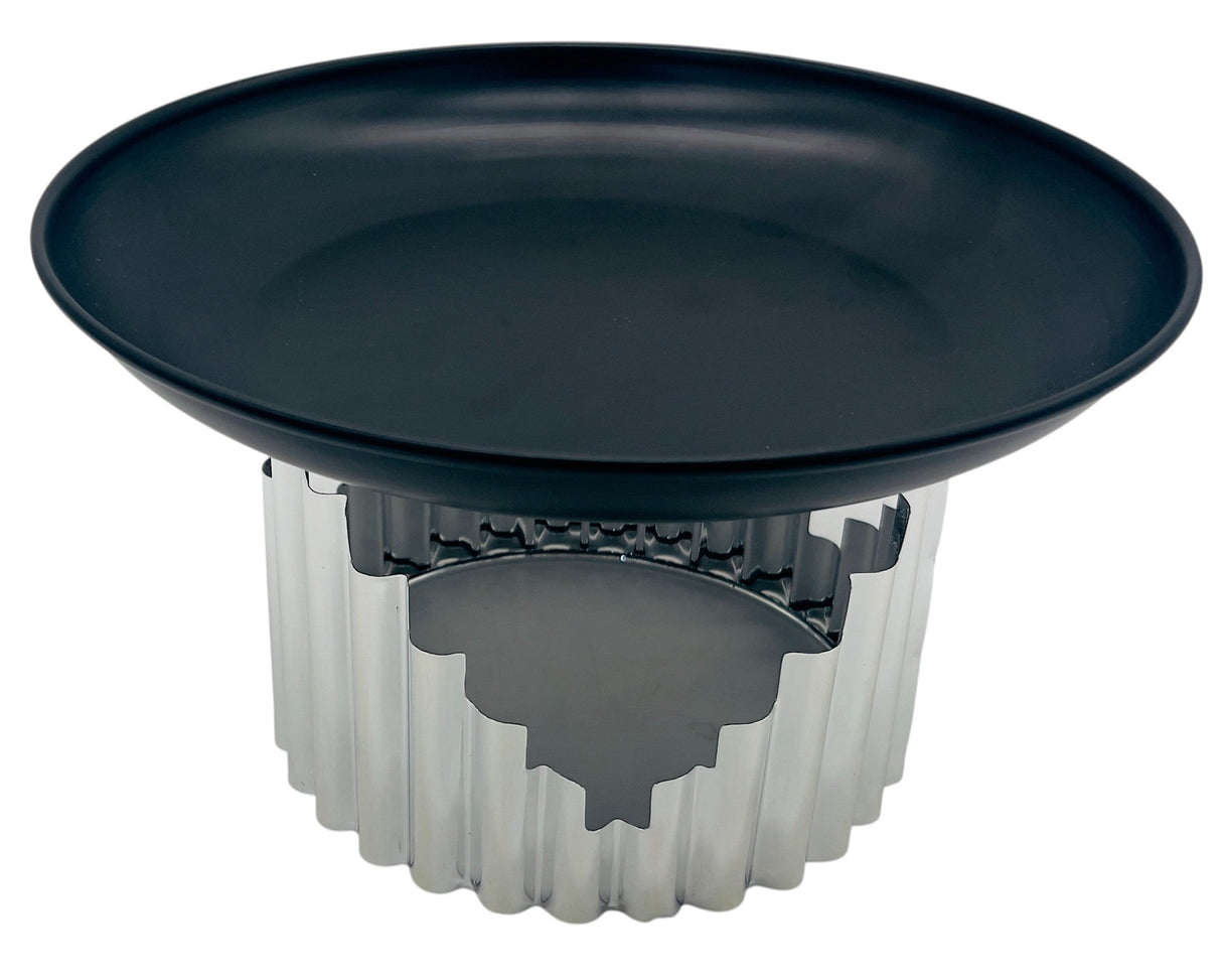 AKDC Metal Footed Cake Tray 25cm*13cm, Black Tray with Silver Foot - Al Kabayel Discount CentreAKDC Metal Footed Cake Tray 25cm*13cm, Black Tray with Silver FootServing TraysAKDCAl Kabayel Discount Centre