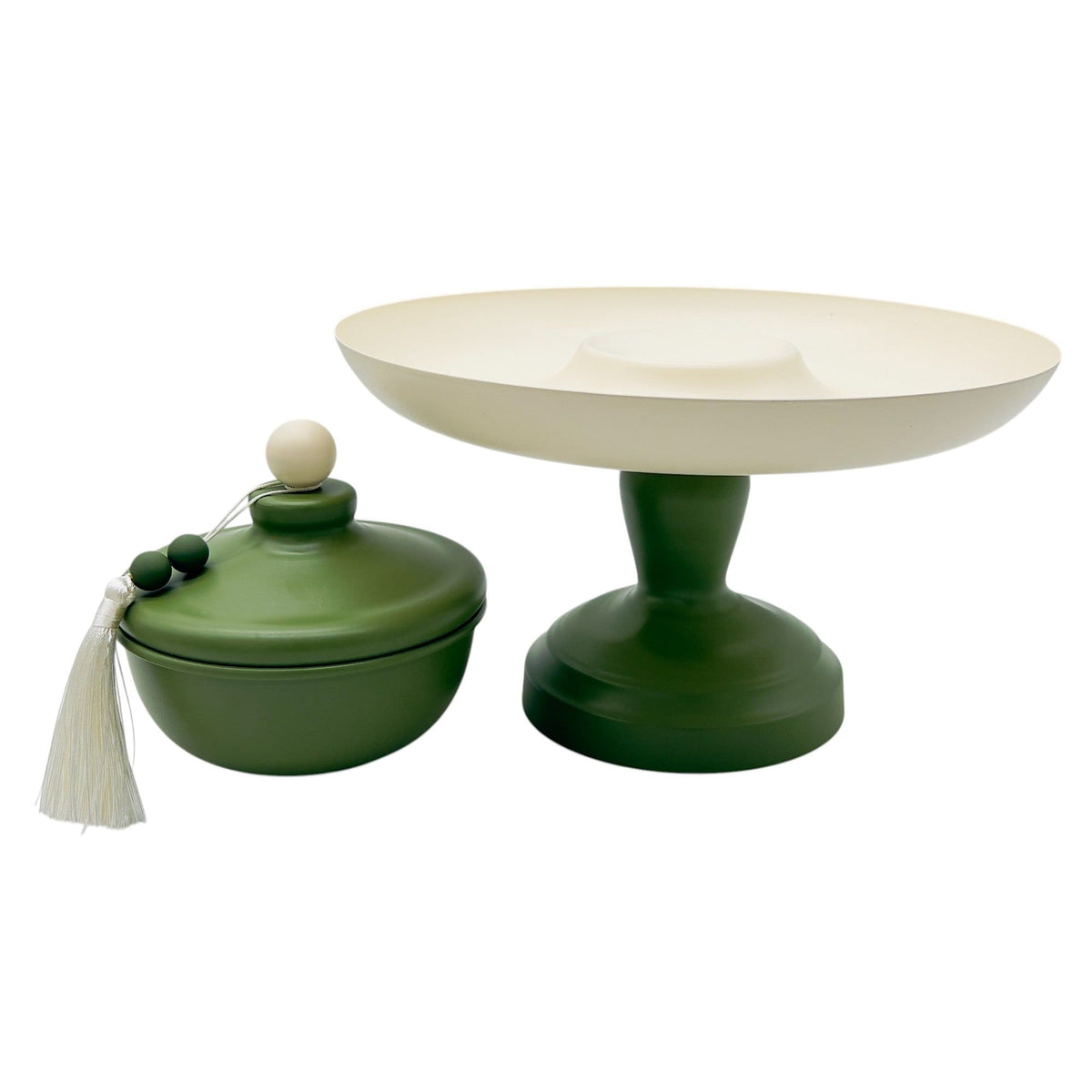 AKDC Metal Footed Candy Tray with Bowl 27cm*27cm, Ivory/Green - Al Kabayel Discount CentreAKDC Metal Footed Candy Tray with Bowl 27cm*27cm, Ivory/GreenServing TraysAKDCAl Kabayel Discount Centre