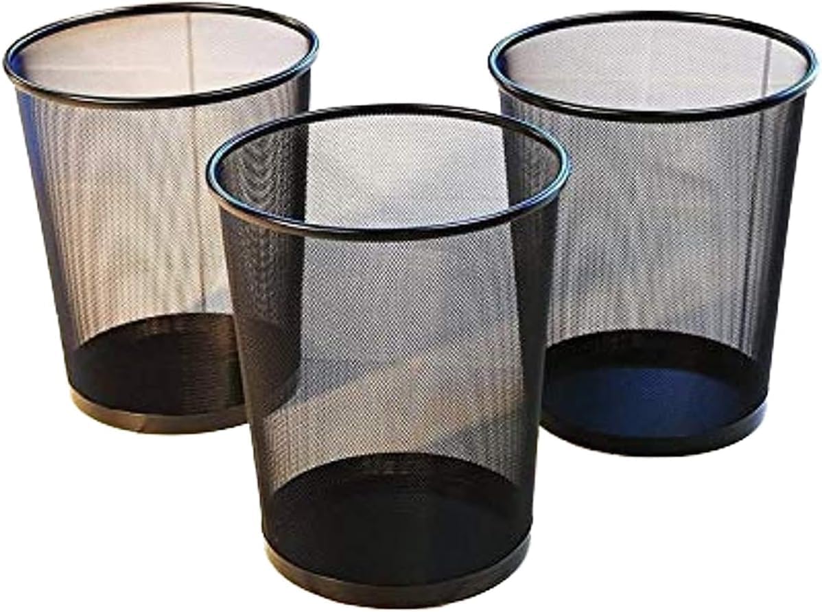 AKDC Metal Mesh Dustbins, Set of 3, Multipurpose Waste Bins for Office, Home, Kitchen - Al Kabayel Discount CentreAKDC Metal Mesh Dustbins, Set of 3, Multipurpose Waste Bins for Office, Home, KitchenAl Kabayel Discount CenterAl Kabayel Discount Centre