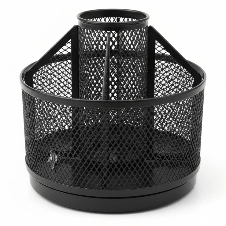 AKDC Metal Mesh Rotating Desk Organizer & Pen Holder – Black | 13 cm - Al Kabayel Discount CentreAKDC Metal Mesh Rotating Desk Organizer & Pen Holder – Black | 13 cmPen Holders & Desk OrganizersAKDCAl Kabayel Discount Centre