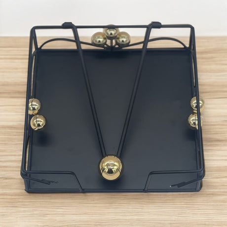 AKDC Metal Napkin Holder, Napkin Dispenser with Weighted Arm, Square Napkin Holder for Table, Paper Napkin Holder, Tissue Holder for Dining Table, Napkin Rack for Kitchen Restaurant Bar - 20cmX6cm (Black&Golden) - Al Kabayel Discount CentreAKDC Metal Napkin Holder, Napkin Dispenser with Weighted Arm, Square Napkin Holder for Table, Paper Napkin Holder, Tissue Holder for Dining Table, Napkin Rack for Kitchen Restaurant Bar - 20cmX6cm (Black&Golden)Kitchen Utensils & GadgetsAKDCAl Kabayel Discount