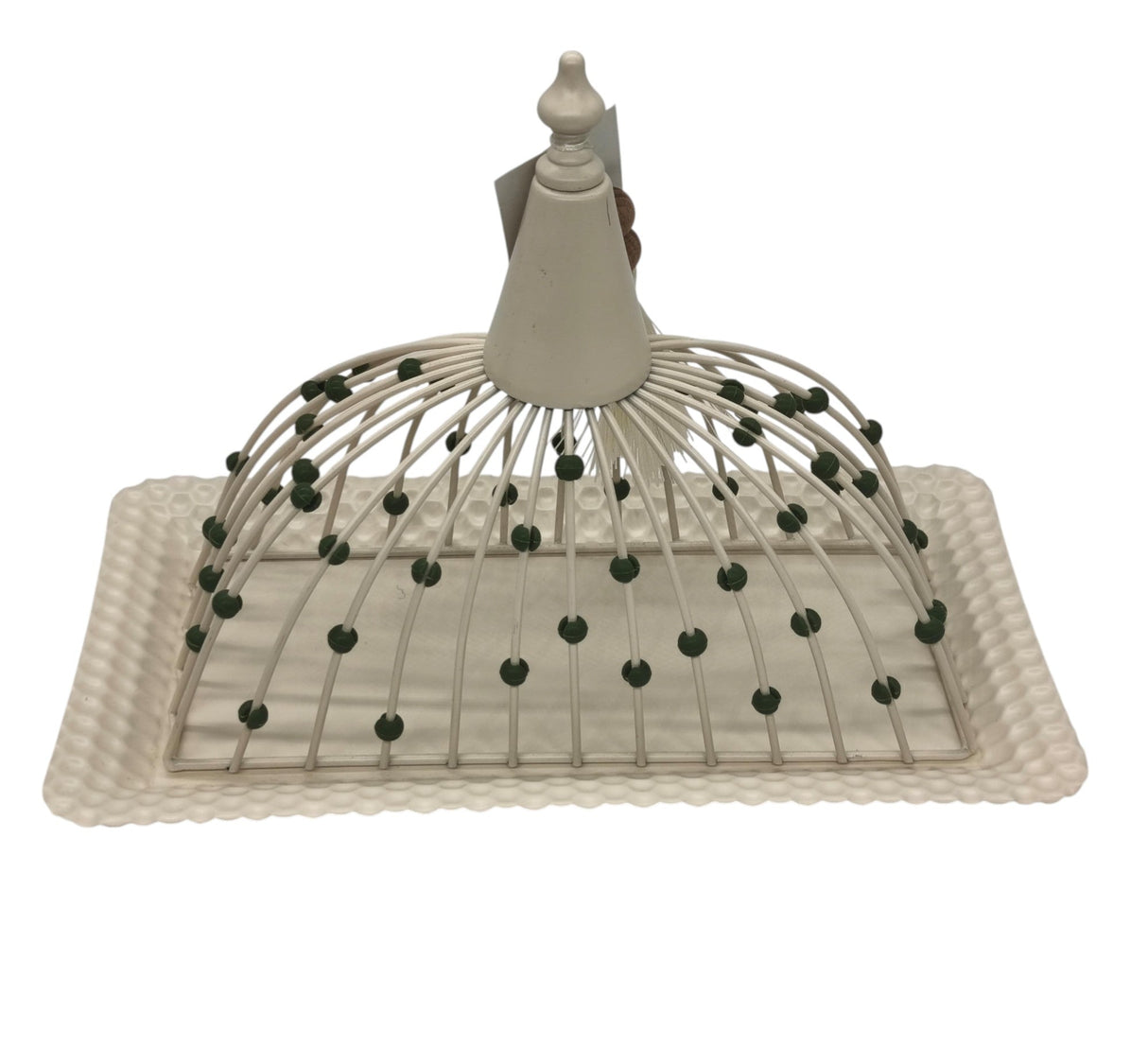 AKDC Metal Rectangular Candy Tray with Lid 30cm*16cm*23, White with Green Beads - Al Kabayel Discount CentreAKDC Metal Rectangular Candy Tray with Lid 30cm*16cm*23, White with Green BeadsServing TraysAKDCAl Kabayel Discount Centre