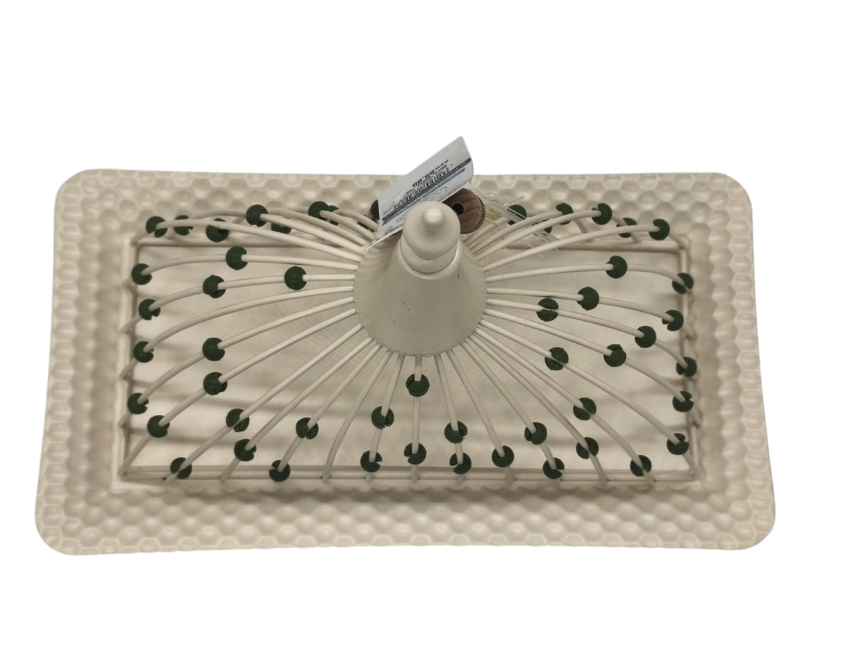 AKDC Metal Rectangular Tray with Lid 38cm*16cm*24cm, White with Green Beads - Al Kabayel Discount CentreAKDC Metal Rectangular Tray with Lid 38cm*16cm*24cm, White with Green BeadsServing TraysAKDCAl Kabayel Discount Centre