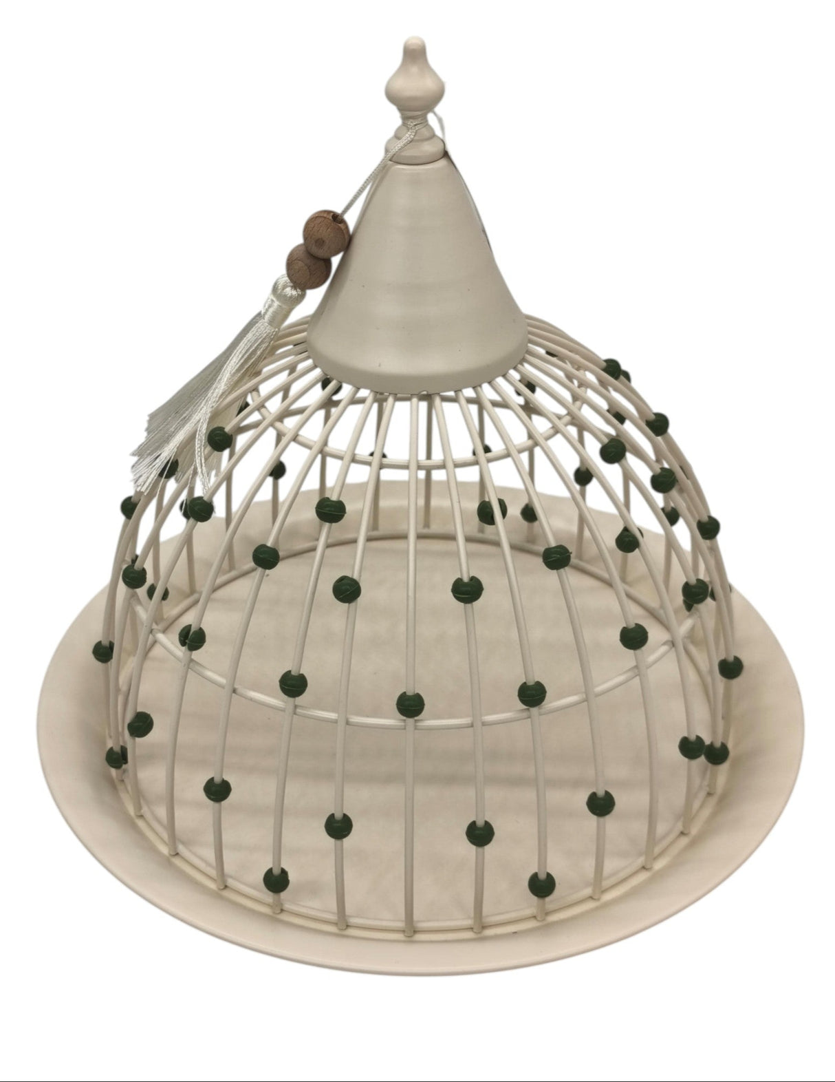 AKDC Metal Round Candy Tray with Lid 35cm*30cm, White with Green Beads - Al Kabayel Discount CentreAKDC Metal Round Candy Tray with Lid 35cm*30cm, White with Green BeadsServing TraysAKDCAl Kabayel Discount Centre