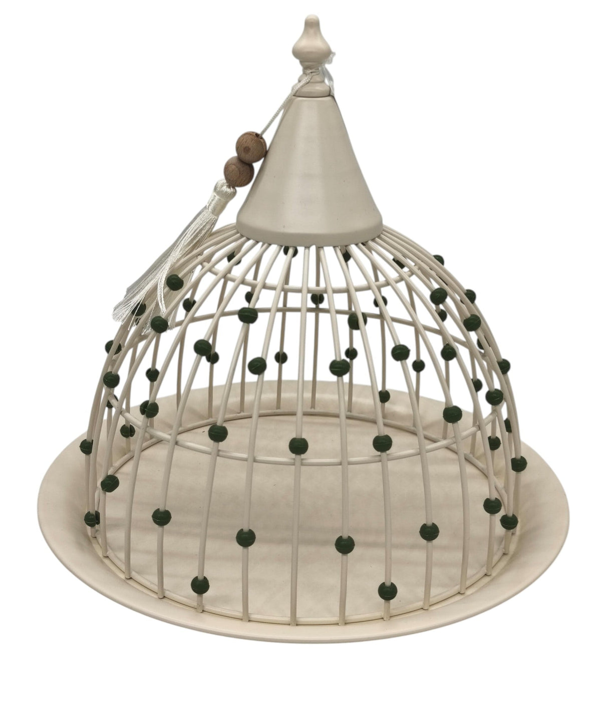 AKDC Metal Round Tray with Lid 27cm*27cm, White with Green Beads - Al Kabayel Discount CentreAKDC Metal Round Tray with Lid 27cm*27cm, White with Green BeadsServing TraysAKDCAl Kabayel Discount Centre