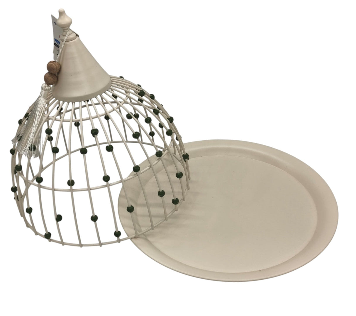 AKDC Metal Round Tray with Lid 27cm*27cm, White with Green Beads - Al Kabayel Discount CentreAKDC Metal Round Tray with Lid 27cm*27cm, White with Green BeadsServing TraysAKDCAl Kabayel Discount Centre
