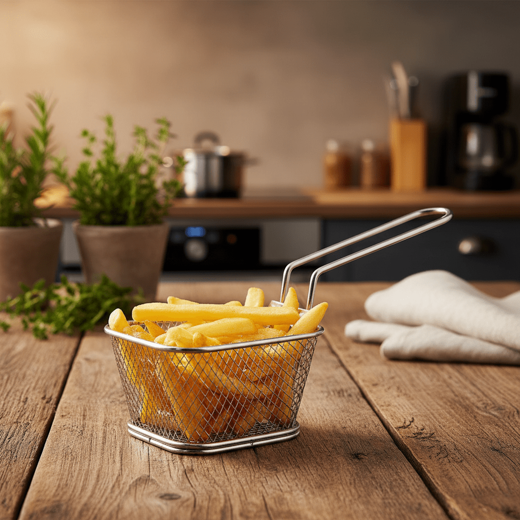 AKDC Mini Stainless Steel French Fries Draining Strainer (22×10×6 cm) - Al Kabayel Discount CentreAKDC Mini Stainless Steel French Fries Draining Strainer (22×10×6 cm)Frying Pans & SkilletsAKDCAl Kabayel Discount Centre