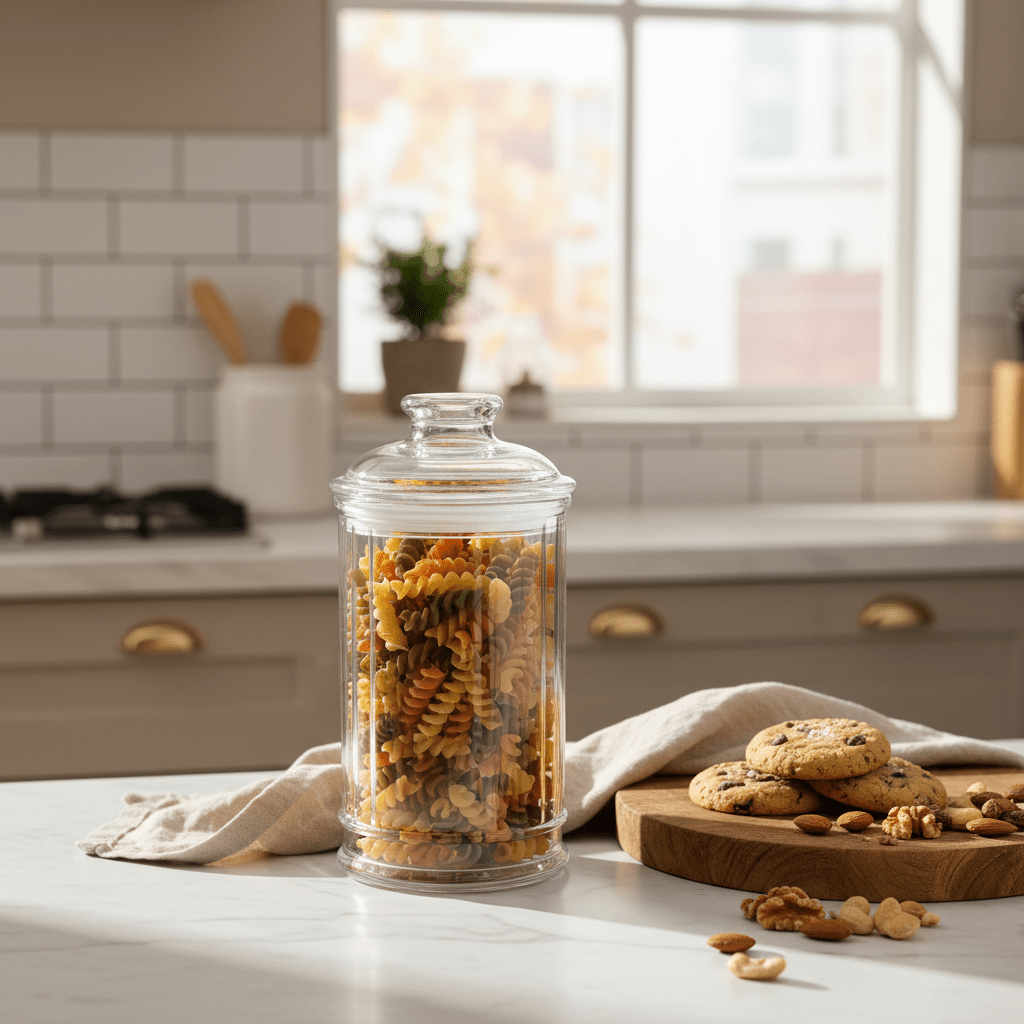 AKDC Modern Elegant Clear Acrylic Storage Canister with Secure Lid for Kitchen Organization 17 × 10 cm - Al Kabayel Discount CentreAKDC Modern Elegant Clear Acrylic Storage Canister with Secure Lid for Kitchen Organization 17 × 10 cmJars & Food SaversAKDCAl Kabayel Discount Centre