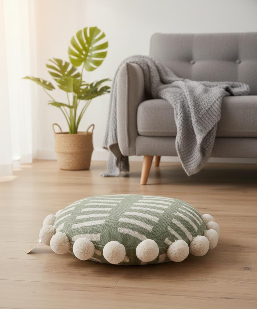 AKDC Modern Two - Tone Round Decorative Cushion – Green & Cream Cotton Upholstery, 40 cm - Al Kabayel Discount CentreAKDC Modern Two - Tone Round Decorative Cushion – Green & Cream Cotton Upholstery, 40 cmFloor Pillows & CushionsAKDCAl Kabayel Discount Centre