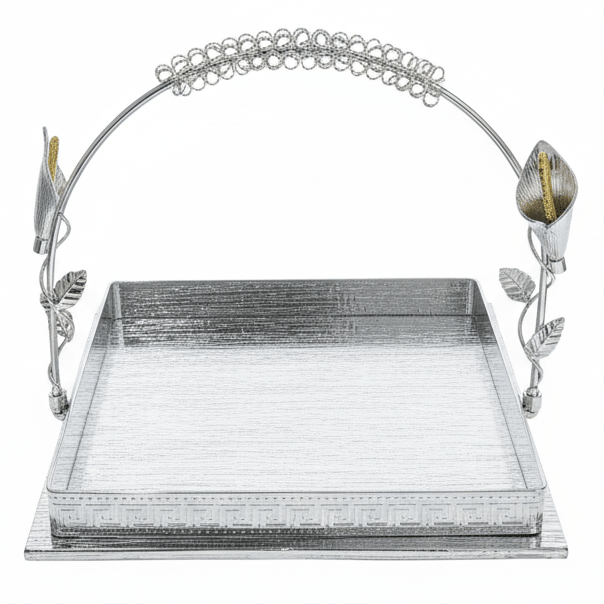 AKDC ModernServe Square Metal Serving Tray with Elegant Side Handles Multipurpose Serving Plate 25cm - Al Kabayel Discount CentreAKDC ModernServe Square Metal Serving Tray with Elegant Side Handles Multipurpose Serving Plate 25cmServing TraysAKDCAl Kabayel Discount Centre