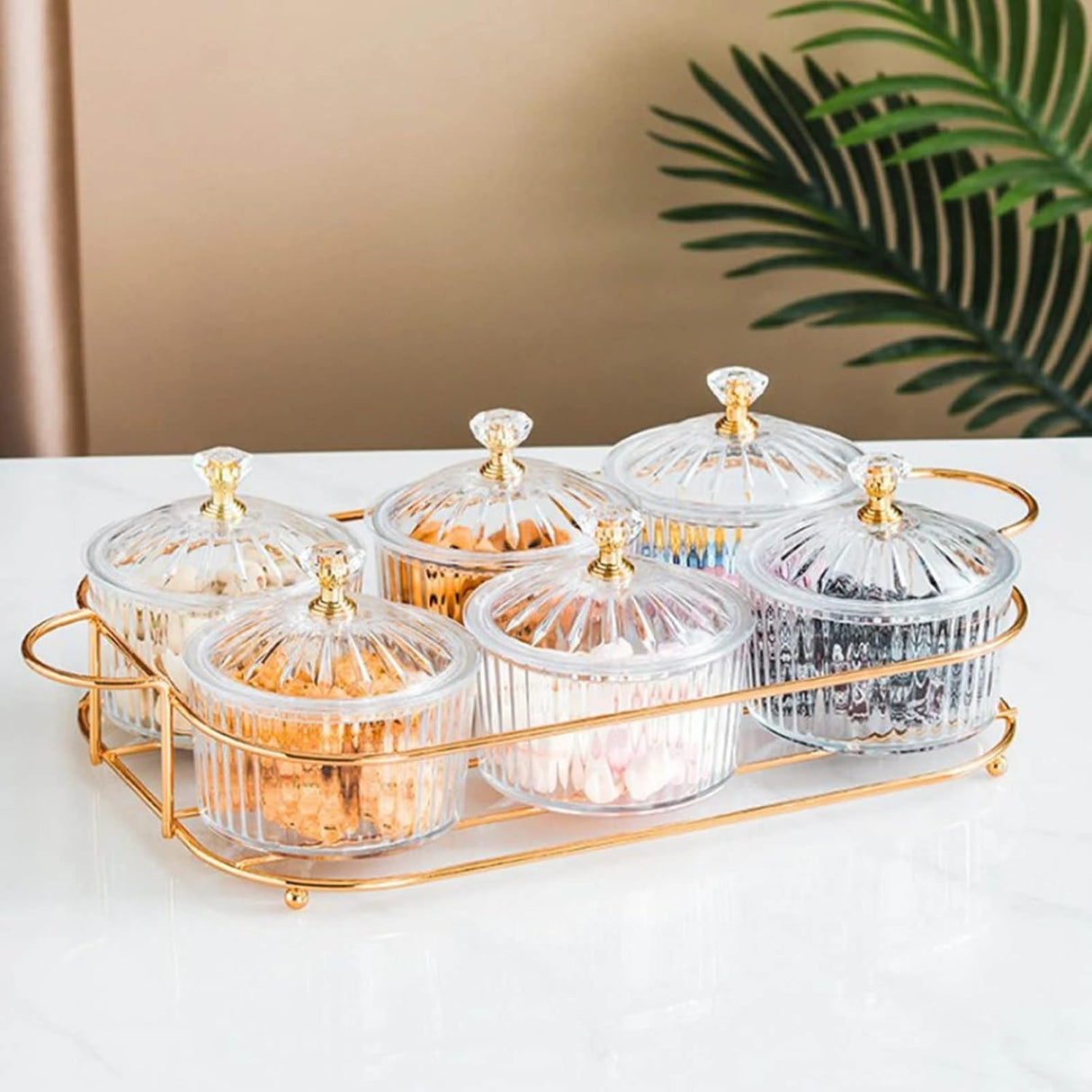 AKDC Nut and Candy Serving Tray, Set of 6, Storage Bowls Tray with Lid and Gold Plated Shelf, Snack Platter for Home Party, Light luxury Style Acrylic Serving Tray for Home Decoration (Set of 6) - Al Kabayel Discount CentreAKDC Nut and Candy Serving Tray, Set of 6, Storage Bowls Tray with Lid and Gold Plated Shelf, Snack Platter for Home Party, Light luxury Style Acrylic Serving Tray for Home Decoration (Set of 6)Al Kabayel Discount CenterAl Kabayel Discount Centre