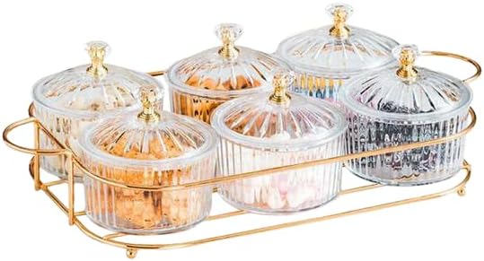 AKDC Nut and Candy Serving Tray, Set of 6, Storage Bowls Tray with Lid and Gold Plated Shelf, Snack Platter for Home Party, Light luxury Style Acrylic Serving Tray for Home Decoration (Set of 6) - Al Kabayel Discount CentreAKDC Nut and Candy Serving Tray, Set of 6, Storage Bowls Tray with Lid and Gold Plated Shelf, Snack Platter for Home Party, Light luxury Style Acrylic Serving Tray for Home Decoration (Set of 6)Al Kabayel Discount CenterAl Kabayel Discount Centre
