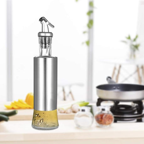 AKDC Olive Oil Dispenser Glass And Stainless Steel Bottle Drizzler Vinegar And Oil Cruet With Pourer Drip - Free Spout For Kitchen 300ml / 10Oz - Al Kabayel Discount CentreAKDC Olive Oil Dispenser Glass And Stainless Steel Bottle Drizzler Vinegar And Oil Cruet With Pourer Drip - Free Spout For Kitchen 300ml / 10OzKitchen Utensils & GadgetsAKDCAl Kabayel Discount Centre