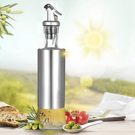 AKDC Olive Oil Dispenser Glass And Stainless Steel Bottle Drizzler Vinegar And Oil Cruet With Pourer Drip - Free Spout For Kitchen 300ml / 10Oz - Al Kabayel Discount CentreAKDC Olive Oil Dispenser Glass And Stainless Steel Bottle Drizzler Vinegar And Oil Cruet With Pourer Drip - Free Spout For Kitchen 300ml / 10OzKitchen Utensils & GadgetsAKDCAl Kabayel Discount Centre