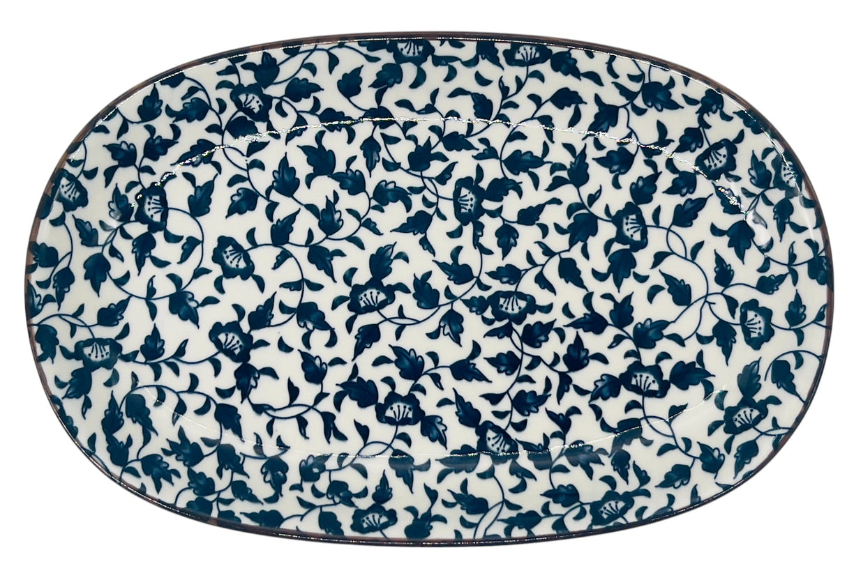 AKDC Oval Ceramic Tray 23.5cm*15cm*2.5cm, White and Blue Floral Designs - Al Kabayel Discount CentreAKDC Oval Ceramic Tray 23.5cm*15cm*2.5cm, White and Blue Floral DesignsServing TraysAKDCAl Kabayel Discount Centre