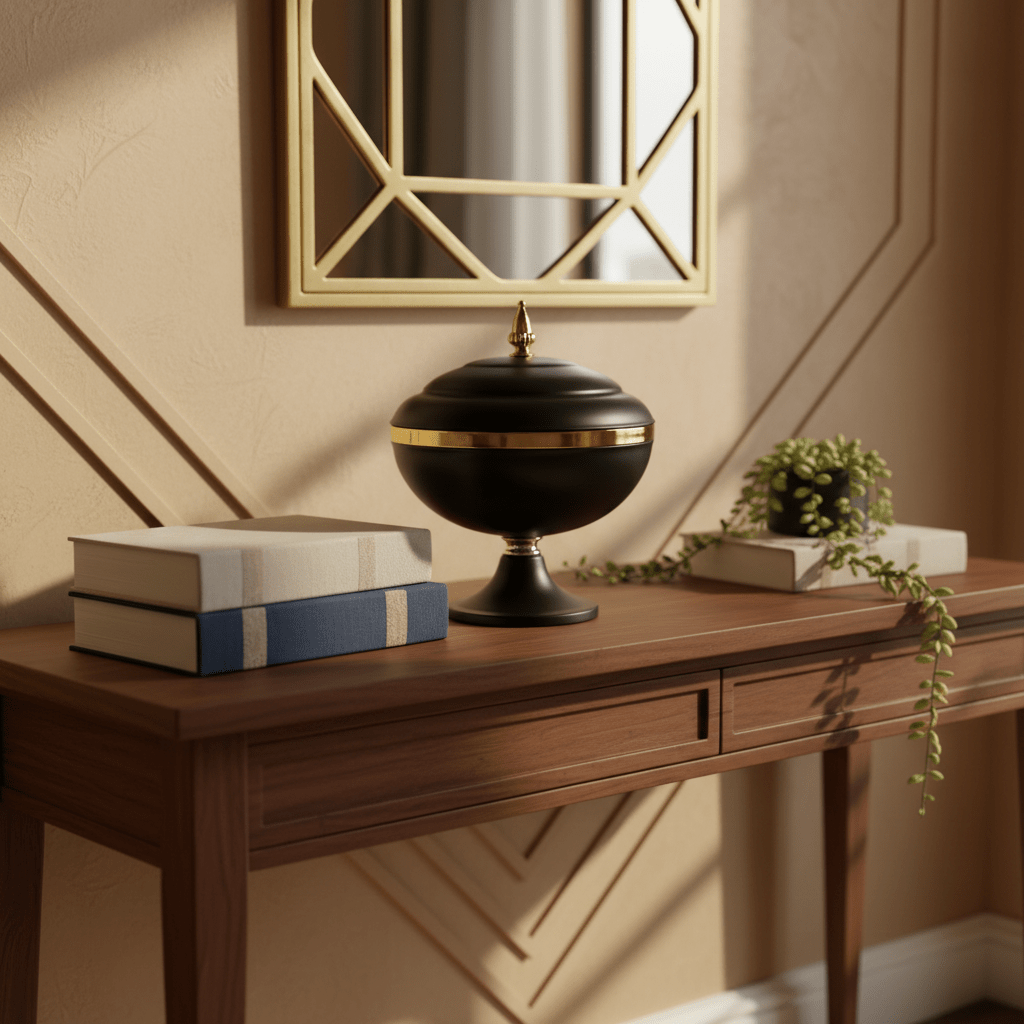 AKDC Oversized Decorative Candy Storage Jar with Lid – High - End Black and Gold Metal Design for Living Room, Dining Table and Festive Display, Size 27 × 21 cm - Al Kabayel Discount CentreAKDC Oversized Decorative Candy Storage Jar with Lid – High - End Black and Gold Metal Design for Living Room, Dining Table and Festive Display, Size 27 × 21 cmJars & Food SaversAKDCAl Kabayel Discount Centre