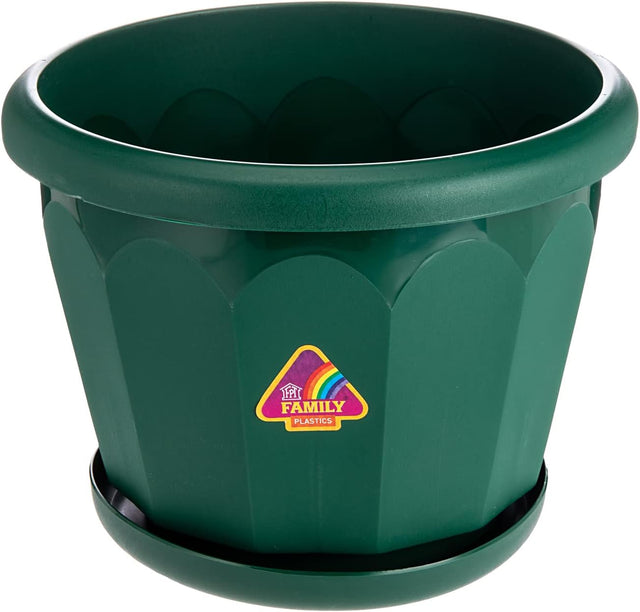 AKDC Planter Pot Grovel With Tray Width 13CM Height 10CM Green Color - Al Kabayel Discount CentreAKDC Planter Pot Grovel With Tray Width 13CM Height 10CM Green ColorFlower/Plant PotsAKDCAl Kabayel Discount Centre