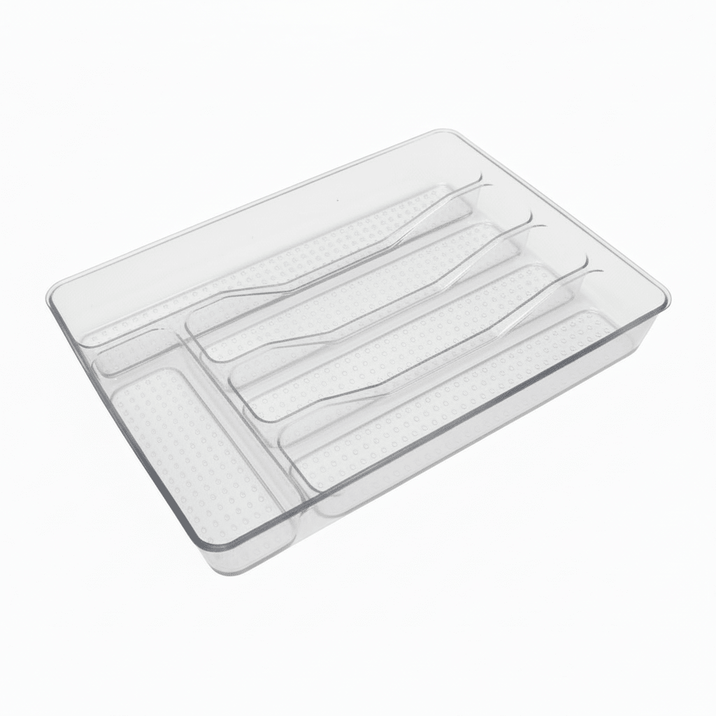 AKDC Plastic Cutlery Storage Tray Kitchen Drawer Organizer– 33×24×4cm - Transparent - Al Kabayel Discount CentreAKDC Plastic Cutlery Storage Tray Kitchen Drawer Organizer– 33×24×4cm - TransparentOrganizers & AccessoriesAKDCAl Kabayel Discount Centre