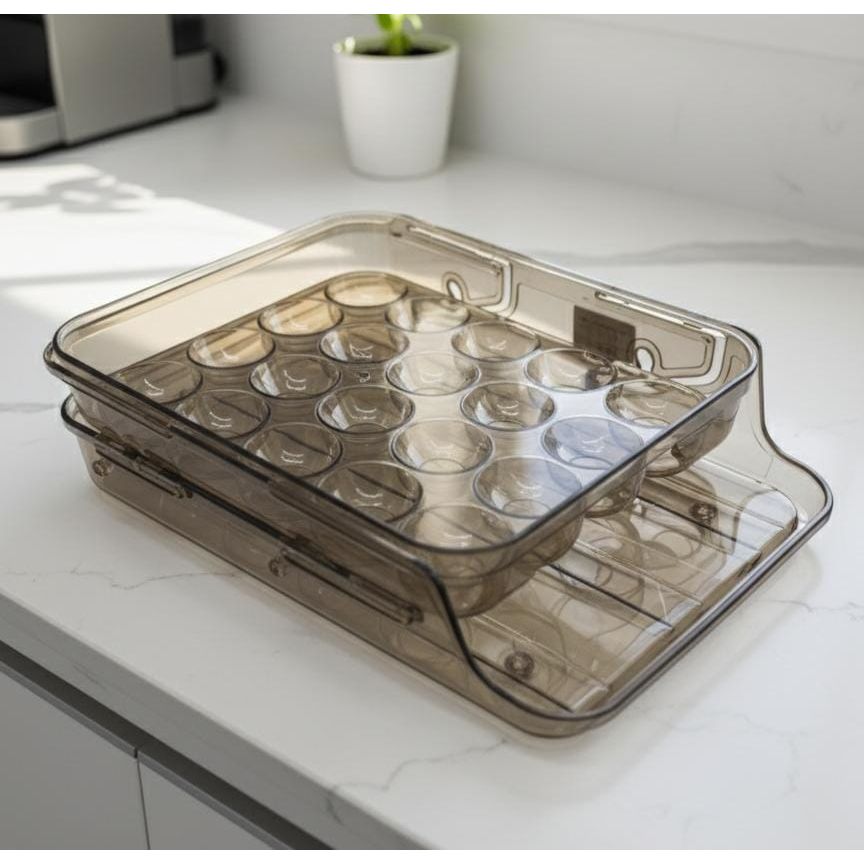 AKDC Plastic Egg Storage Box – 20 Egg Capacity, Transparent Brown Container for Refrigerator Organization - Al Kabayel Discount CentreAKDC Plastic Egg Storage Box – 20 Egg Capacity, Transparent Brown Container for Refrigerator OrganizationOrganizers & AccessoriesAKDCAl Kabayel Discount Centre