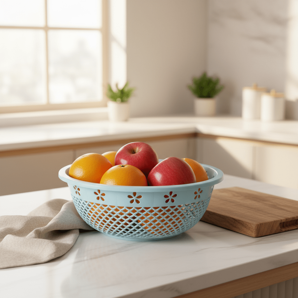 AKDC Plastic Fruit & Vegitable Basket – 38cm (Assorted Colors) - Al Kabayel Discount CentreAKDC Plastic Fruit & Vegitable Basket – 38cm (Assorted Colors)Kitchen Utensils & GadgetsAKDCAl Kabayel Discount Centre