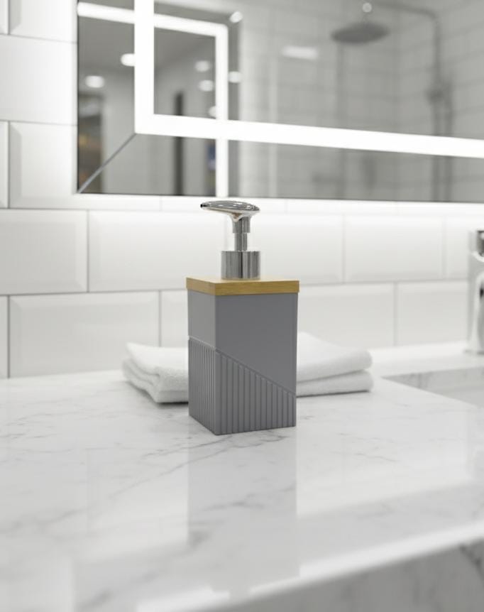 AKDC Plastic Liquid Soap Dispenser – Gray Tone Minimalist Design, Perfect for Modern Bathroom Aesthetic - Al Kabayel Discount CentreAKDC Plastic Liquid Soap Dispenser – Gray Tone Minimalist Design, Perfect for Modern Bathroom AestheticHolders & DispensersAKDCAl Kabayel Discount Centre