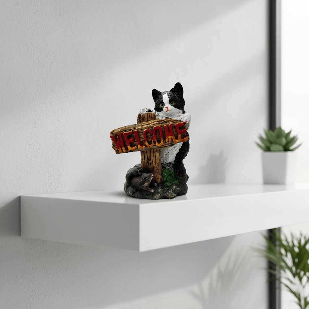 AKDC Polyresin Cat with Welcome Board Decorative Figurine – Charming Entrance & Home Décor Showpiece, 20 cm - Al Kabayel Discount CentreAKDC Polyresin Cat with Welcome Board Decorative Figurine – Charming Entrance & Home Décor Showpiece, 20 cmHome Décor AccentsAKDCAl Kabayel Discount Centre