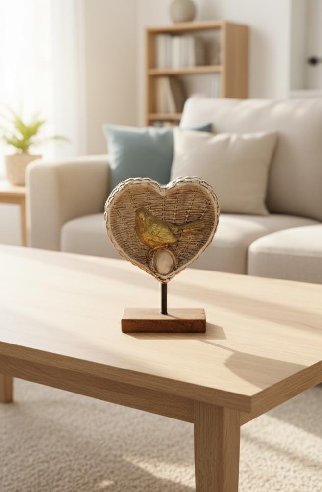 AKDC Polyresin Golden Heart Nest with Birds Figurine – Elegant Romantic Home Décor 21 cm - Al Kabayel Discount CentreAKDC Polyresin Golden Heart Nest with Birds Figurine – Elegant Romantic Home Décor 21 cmHome Décor AccentsAKDCAl Kabayel Discount Centre