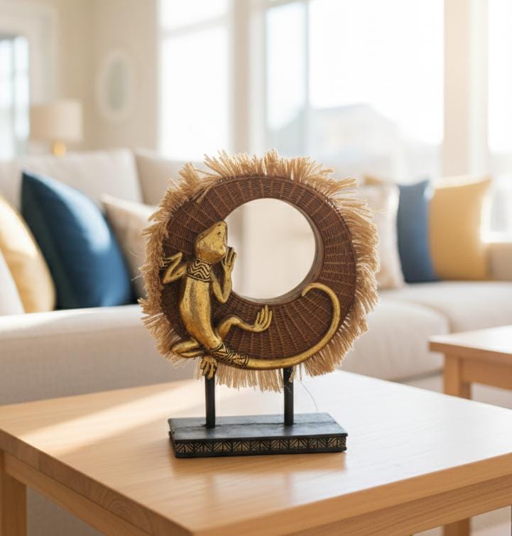 AKDC Polyresin Lizard on Round Base Figurine – Gold Luxury Animal Décor 21 cm - Al Kabayel Discount CentreAKDC Polyresin Lizard on Round Base Figurine – Gold Luxury Animal Décor 21 cmHome Décor AccentsAKDCAl Kabayel Discount Centre