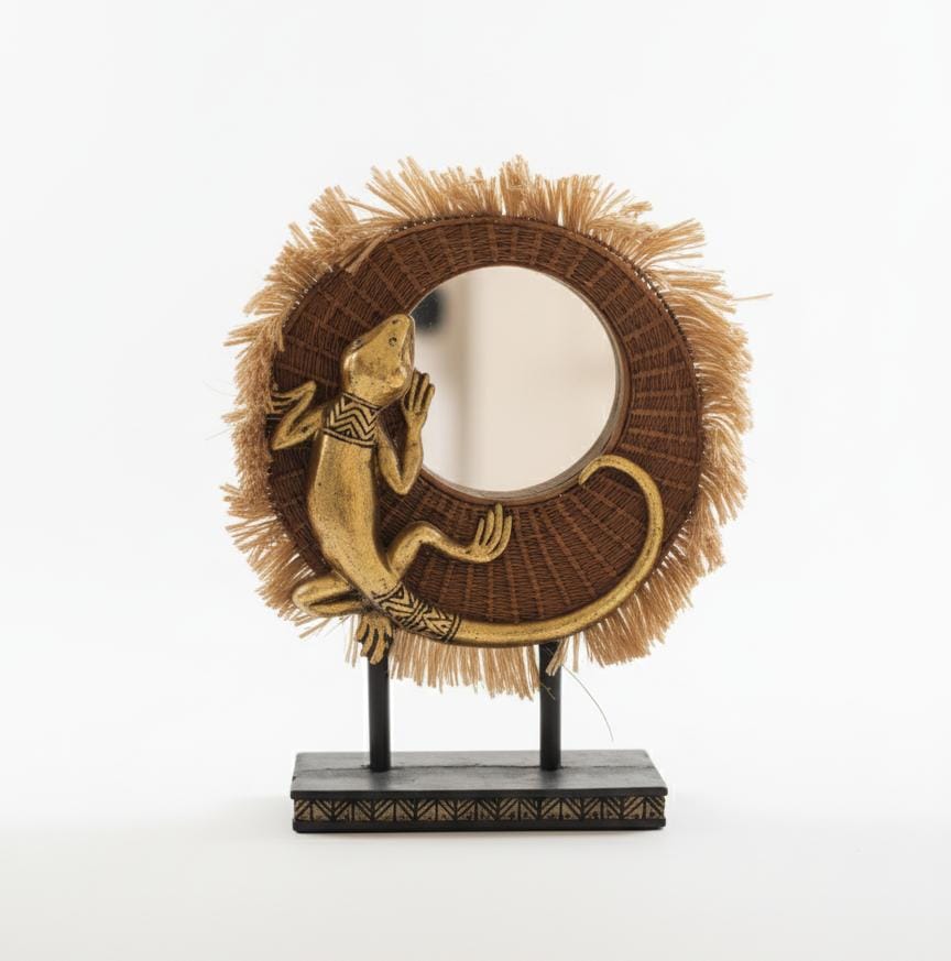 AKDC Polyresin Lizard on Round Base Figurine – Gold Luxury Animal Décor 21 cm - Al Kabayel Discount CentreAKDC Polyresin Lizard on Round Base Figurine – Gold Luxury Animal Décor 21 cmHome Décor AccentsAKDCAl Kabayel Discount Centre