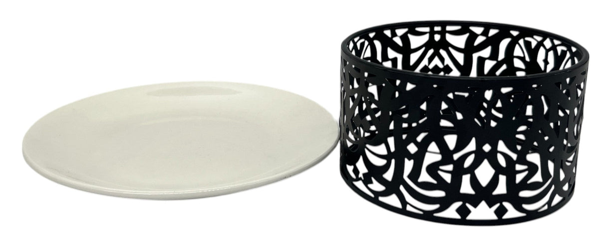 AKDC Porcelain Cake Tray with Metal Stand 20cm*20cm*11cm - Al Kabayel Discount CentreAKDC Porcelain Cake Tray with Metal Stand 20cm*20cm*11cmServing TraysAKDCAl Kabayel Discount Centre