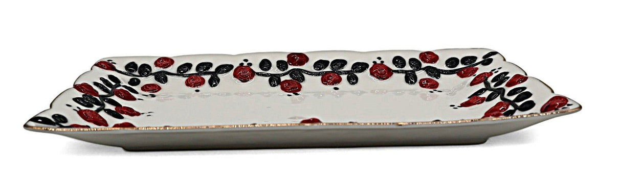 AKDC Porcelain Rectangle Tray 25×16cm – White with Red & Black Finish - Al Kabayel Discount CentreAKDC Porcelain Rectangle Tray 25×16cm – White with Red & Black FinishServing TraysAKDCAl Kabayel Discount Centre