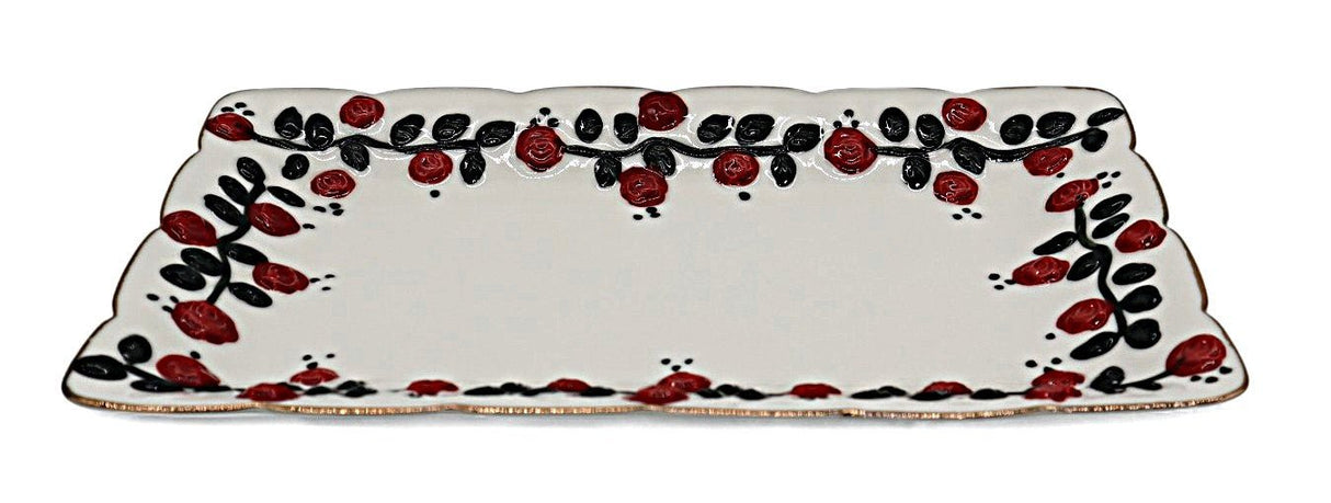 AKDC Porcelain Rectangle Tray 25×16cm – White with Red & Black Finish - Al Kabayel Discount CentreAKDC Porcelain Rectangle Tray 25×16cm – White with Red & Black FinishServing TraysAKDCAl Kabayel Discount Centre