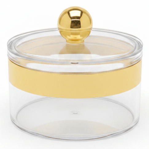 AKDC Premium Acrylic Storage Canister with Decorative Gold Design and Lid Compact Container 14 × 7.5 cm - Al Kabayel Discount CentreAKDC Premium Acrylic Storage Canister with Decorative Gold Design and Lid Compact Container 14 × 7.5 cmJars & Food SaversAKDCAl Kabayel Discount Centre