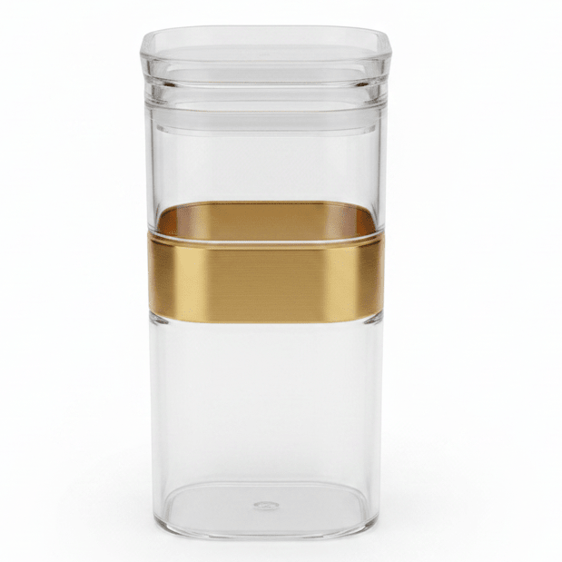 AKDC Premium Acrylic Storage Canister with Decorative Gold Design and Lid Multipurpose Container 800 ml Capacity - Al Kabayel Discount CentreAKDC Premium Acrylic Storage Canister with Decorative Gold Design and Lid Multipurpose Container 800 ml CapacityJars & Food SaversAKDCAl Kabayel Discount Centre
