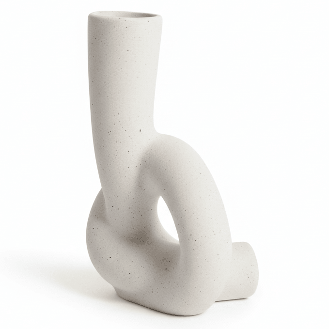 AKDC Premium Artistic Ceramic Home Décor Vase – Elegant White Unique Shape Statement Piece, 17 × 10 cm - Al Kabayel Discount CentreAKDC Premium Artistic Ceramic Home Décor Vase – Elegant White Unique Shape Statement Piece, 17 × 10 cmFlower/Plant PotsAKDCAl Kabayel Discount Centre