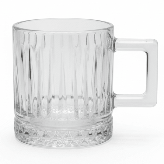 AKDC Premium Diamond Cut Clear Glass Mug with Handle for Tea Coffee Serving 250ml - Al Kabayel Discount CentreAKDC Premium Diamond Cut Clear Glass Mug with Handle for Tea Coffee Serving 250mlMugsAKDCAl Kabayel Discount Centre