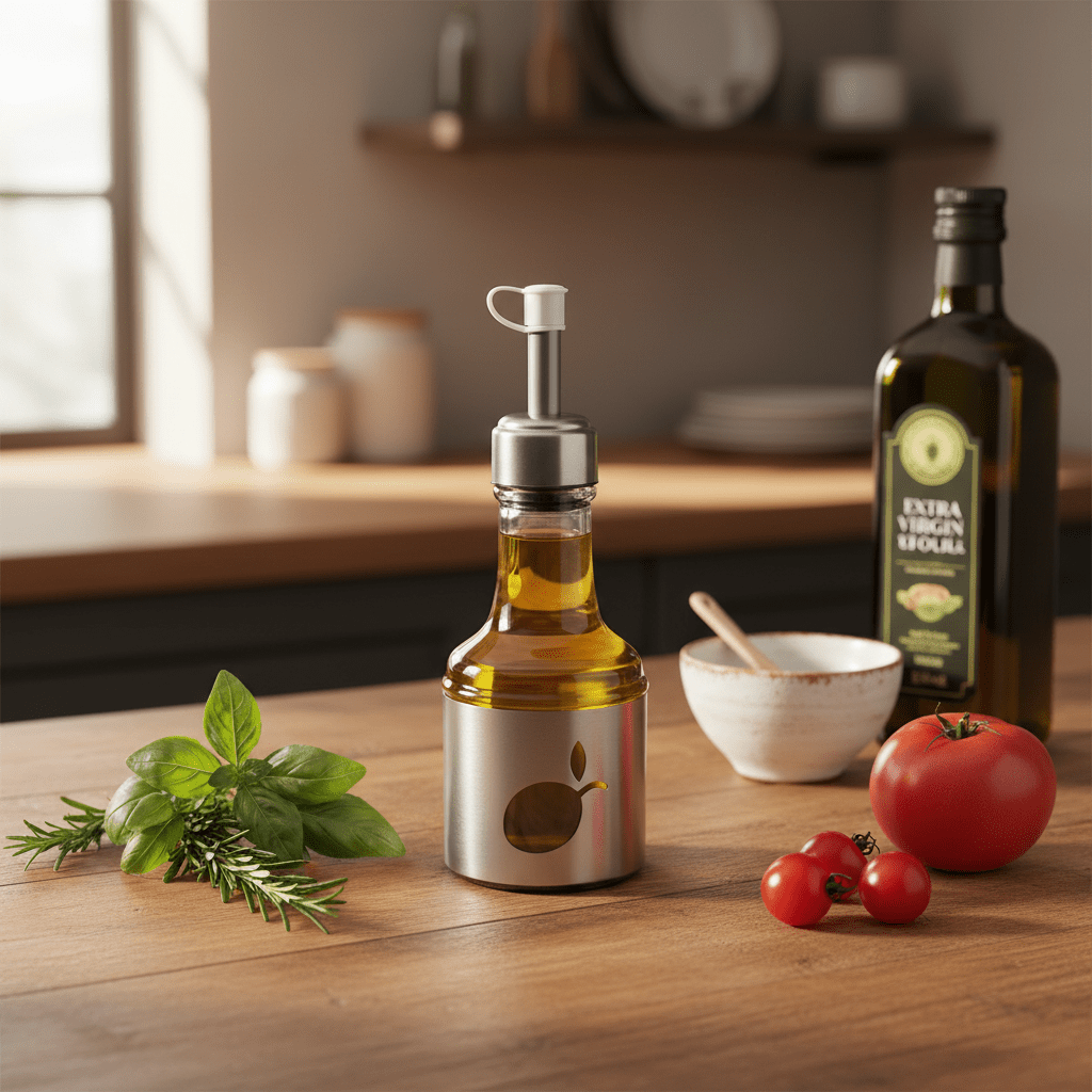 AKDC Premium Glass And Silver Metal Oil & Vinegar Dispenser Bottle with Lid for Kitchen & Dining – 250ml - Al Kabayel Discount CentreAKDC Premium Glass And Silver Metal Oil & Vinegar Dispenser Bottle with Lid for Kitchen & Dining – 250mlKitchen Utensils & GadgetsAKDCAl Kabayel Discount Centre