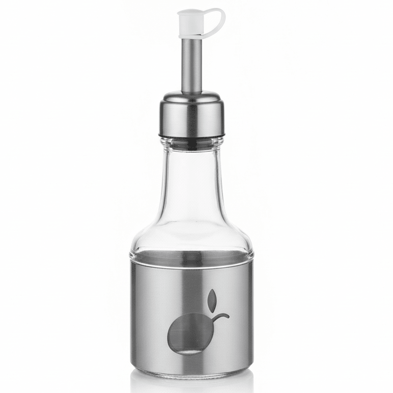 AKDC Premium Glass And Silver Metal Oil & Vinegar Dispenser Bottle with Lid for Kitchen & Dining – 250ml - Al Kabayel Discount CentreAKDC Premium Glass And Silver Metal Oil & Vinegar Dispenser Bottle with Lid for Kitchen & Dining – 250mlKitchen Utensils & GadgetsAKDCAl Kabayel Discount Centre