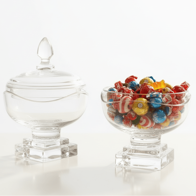 AKDC Premium Glass Candy Storage Jar with Lid Decorative Kitchen and Tabletop Sweet Holder 25 x 15 cm - Al Kabayel Discount CentreAKDC Premium Glass Candy Storage Jar with Lid Decorative Kitchen and Tabletop Sweet Holder 25 x 15 cmJars & Food SaversAKDCAl Kabayel Discount Centre